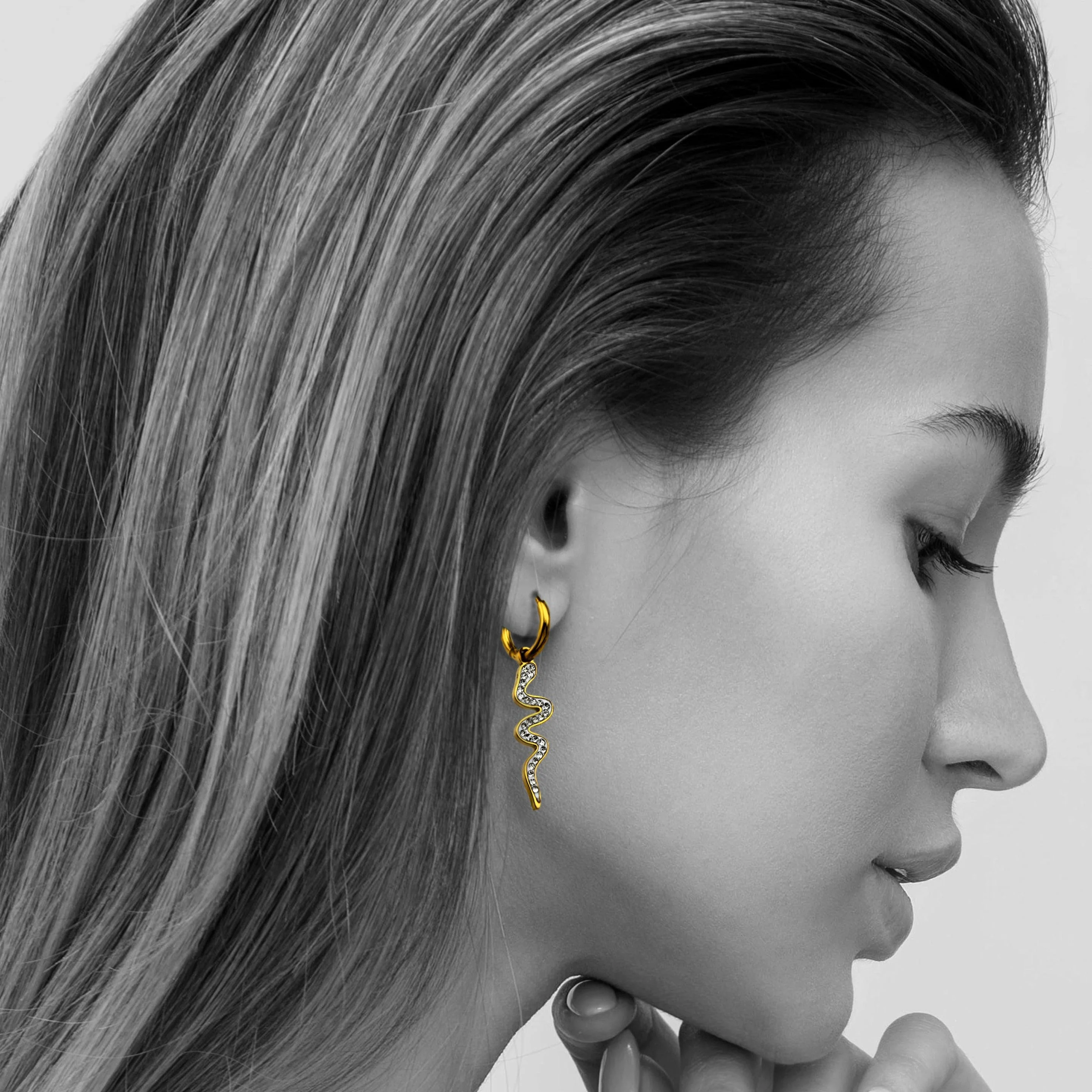 FANG: Zirconia Embedded Serpent Drop Earrings - Image 2