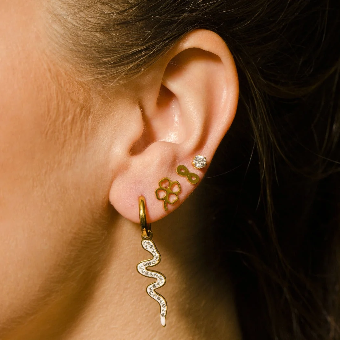 FANG: Zirconia Embedded Serpent Drop Earrings - Image 3