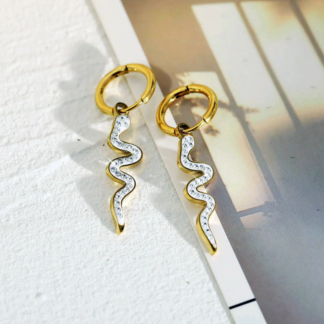 FANG: Zirconia Embedded Serpent Drop Earrings - Image 4
