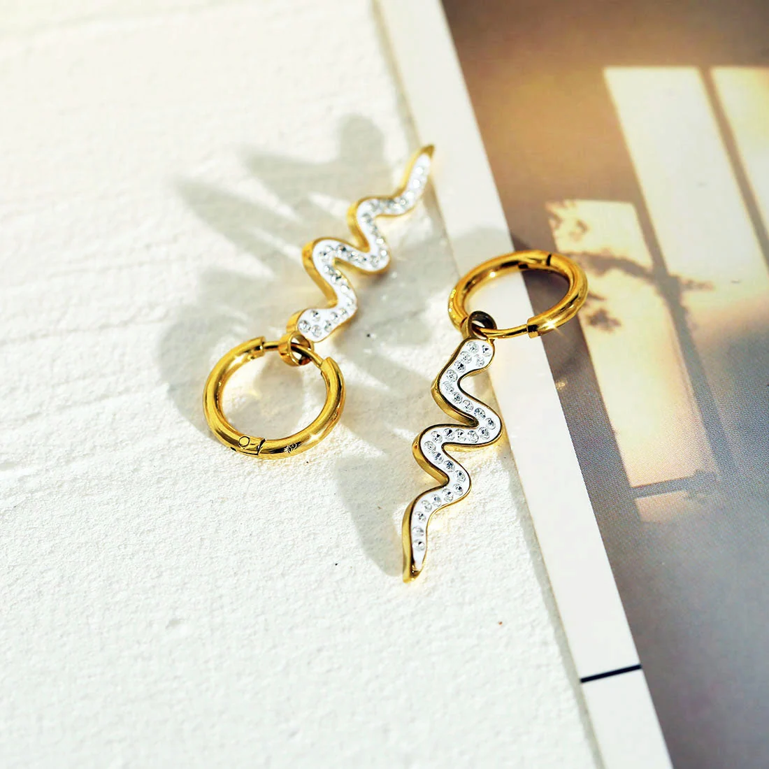 FANG: Zirconia Embedded Serpent Drop Earrings - Image 5