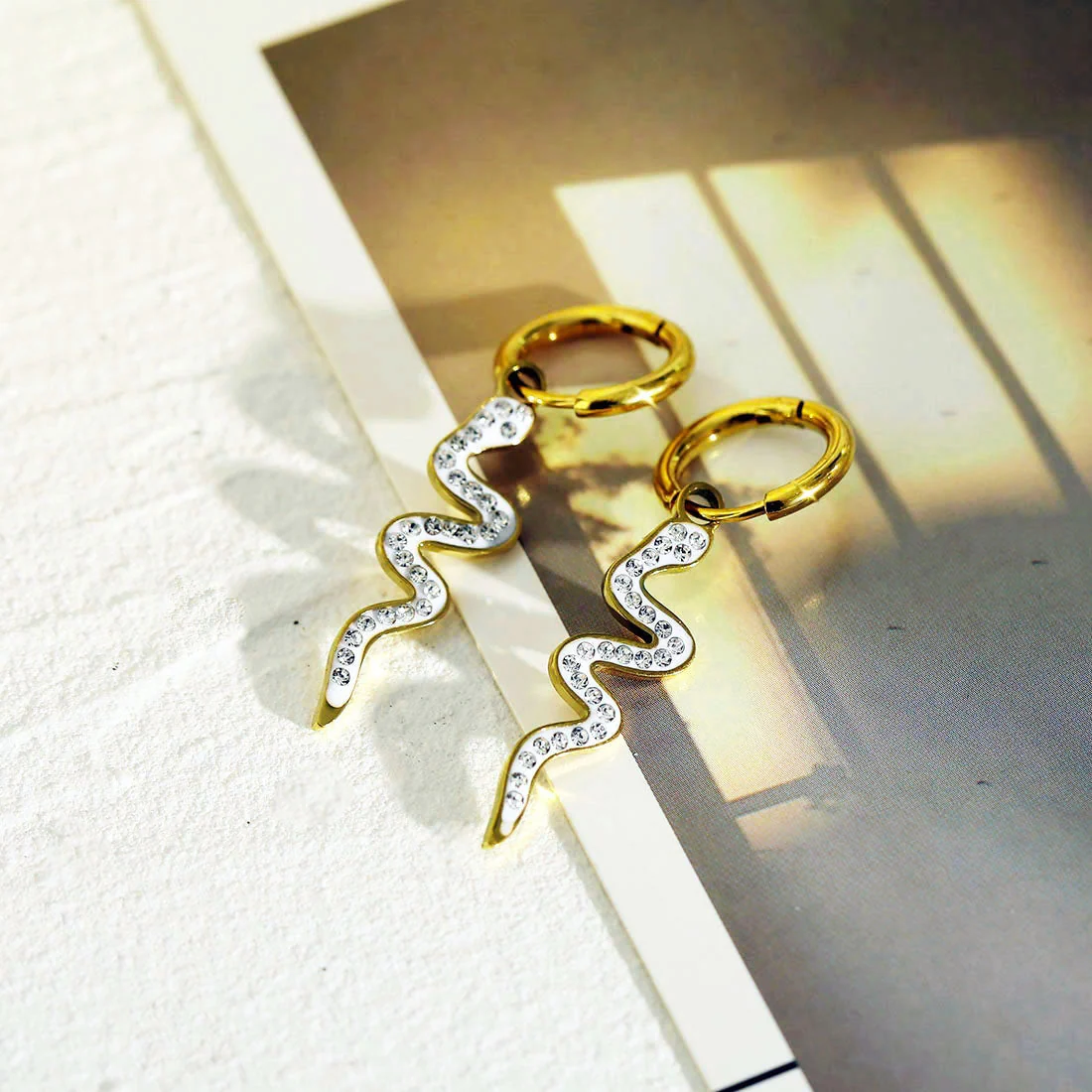 FANG: Zirconia Embedded Serpent Drop Earrings - Image 7