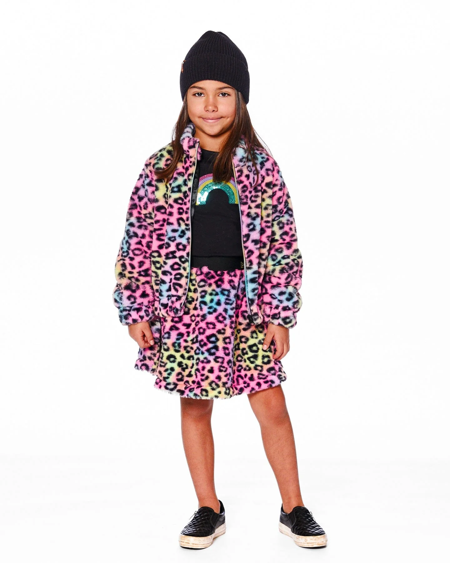 Faux Fur Zipped Jacket Multicolor Leopard - Image 2