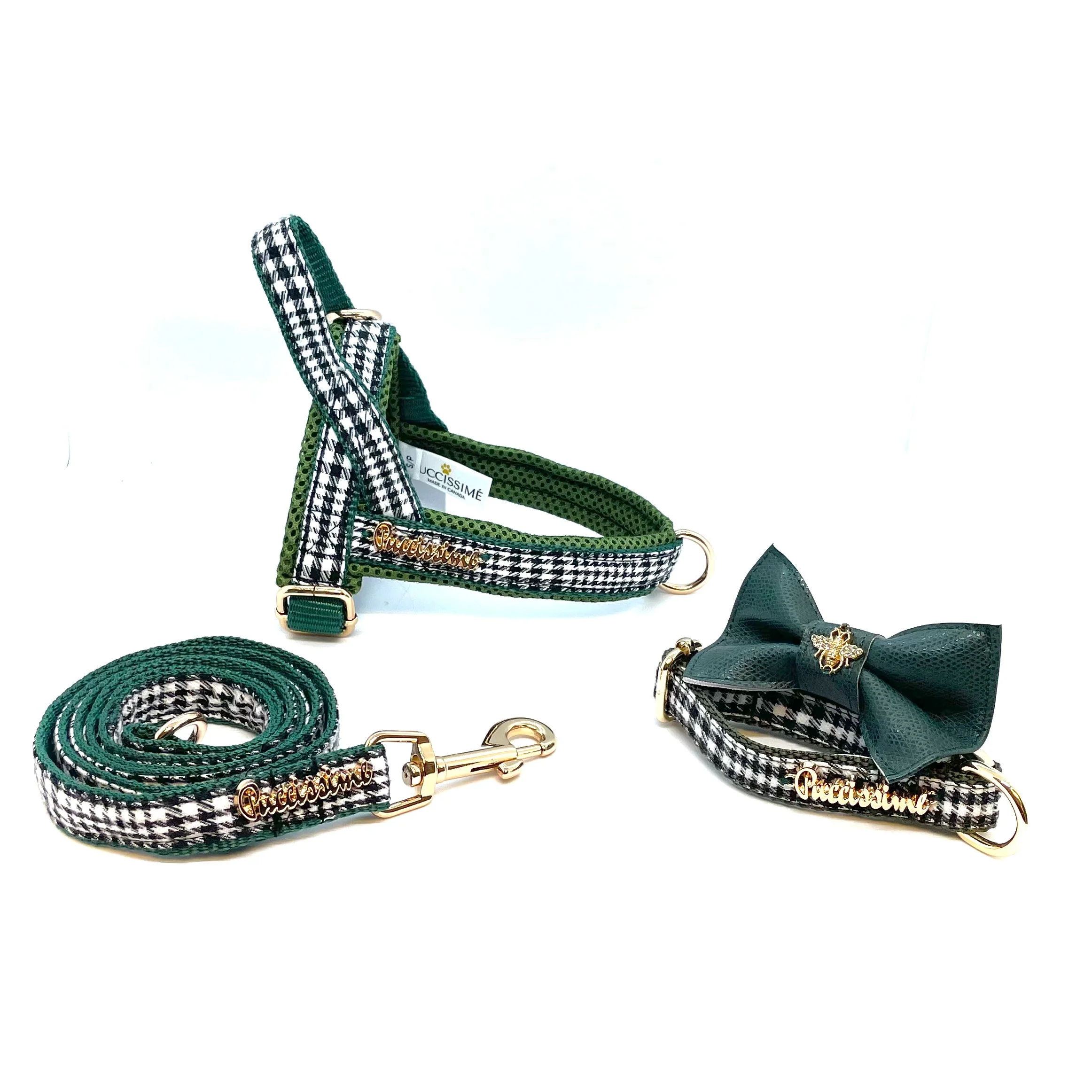 Fern Houndstooth Green One-Click Dog Harness - Image 3