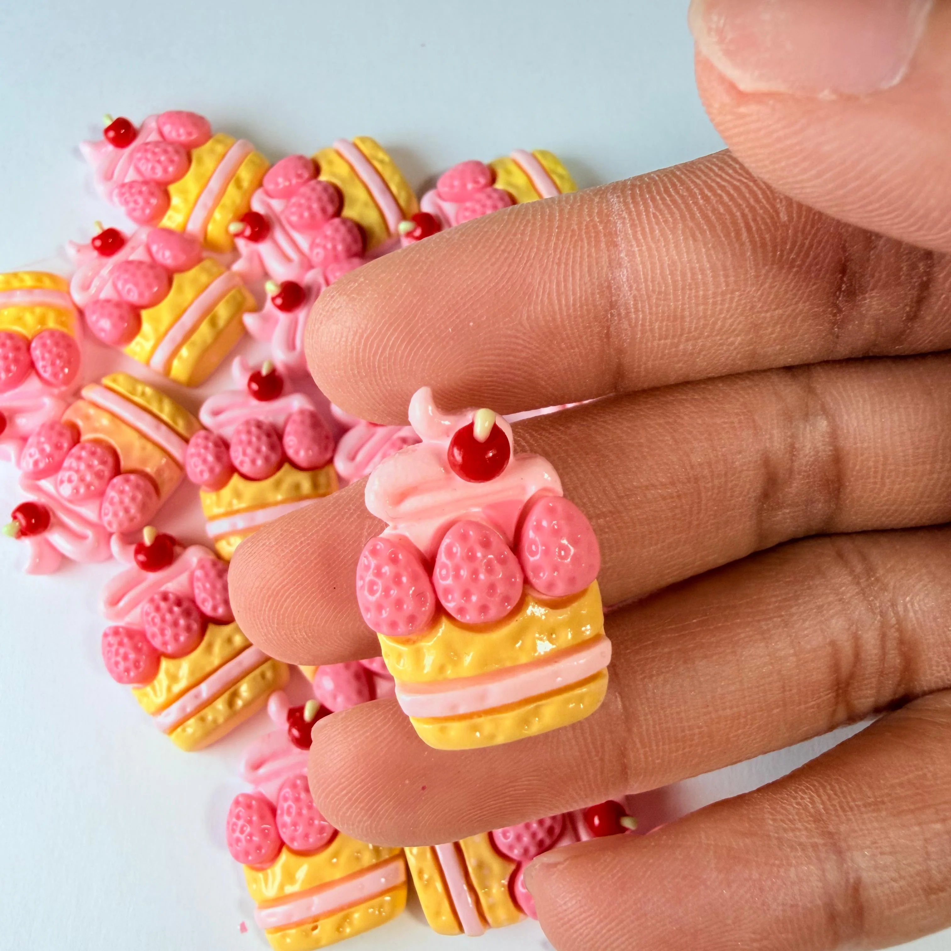 Flat Strawberry Cake Charms for DIY Crafts - Image 2