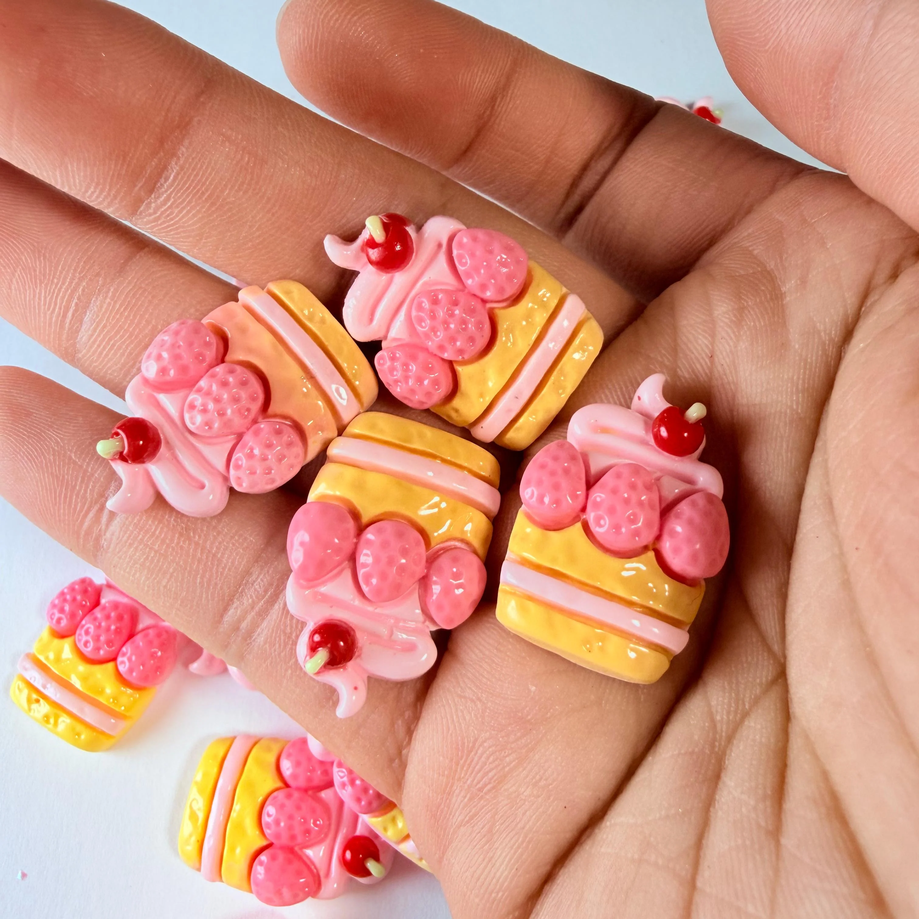 Flat Strawberry Cake Charms for DIY Crafts - Image 3