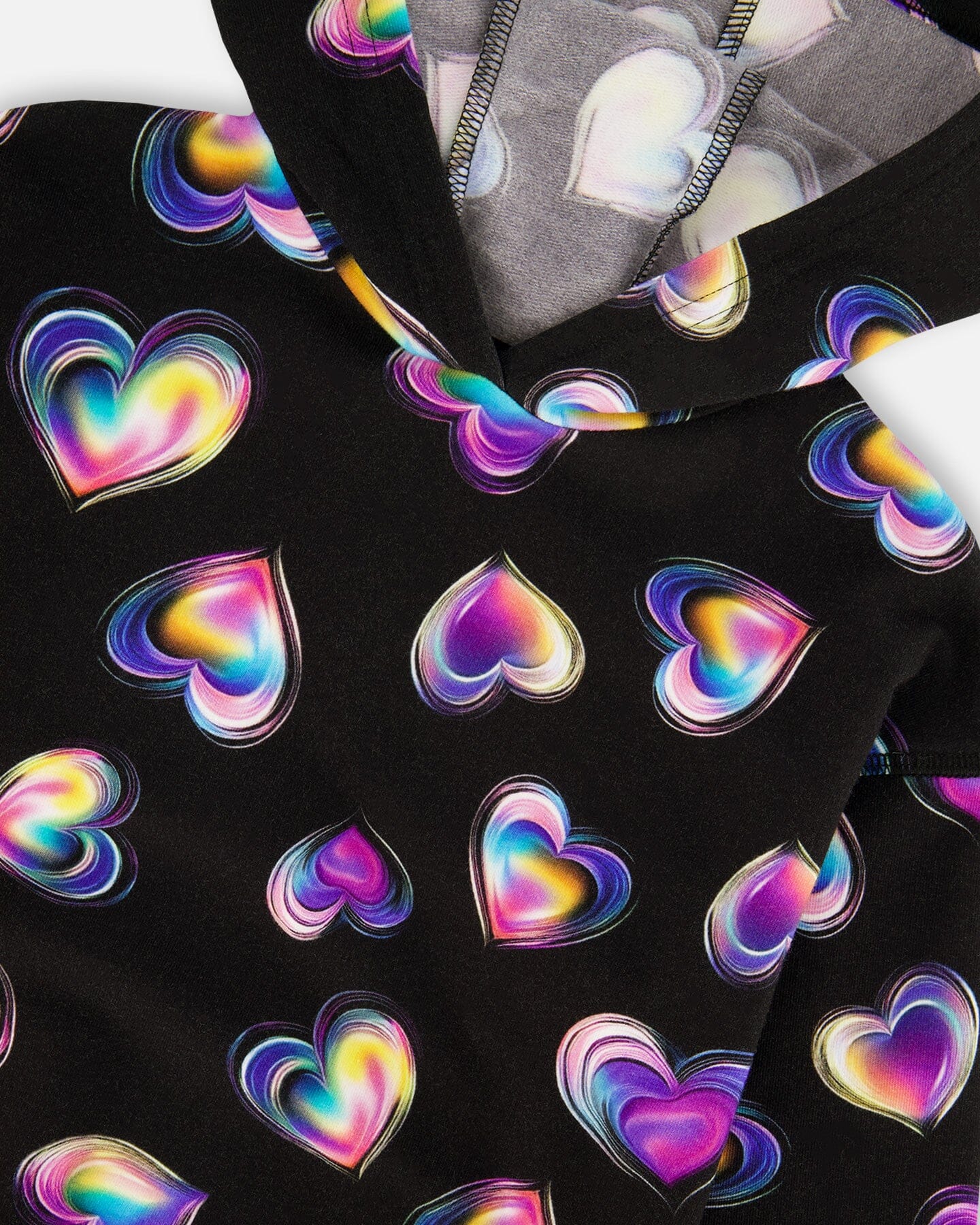 Fleece Hoodie Black And Multicolor - Image 4