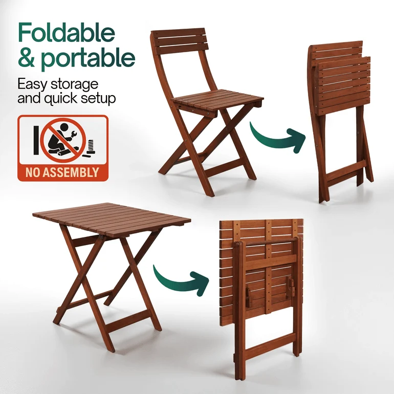 Foldable Bistro Table and Chairs Set - Image 7