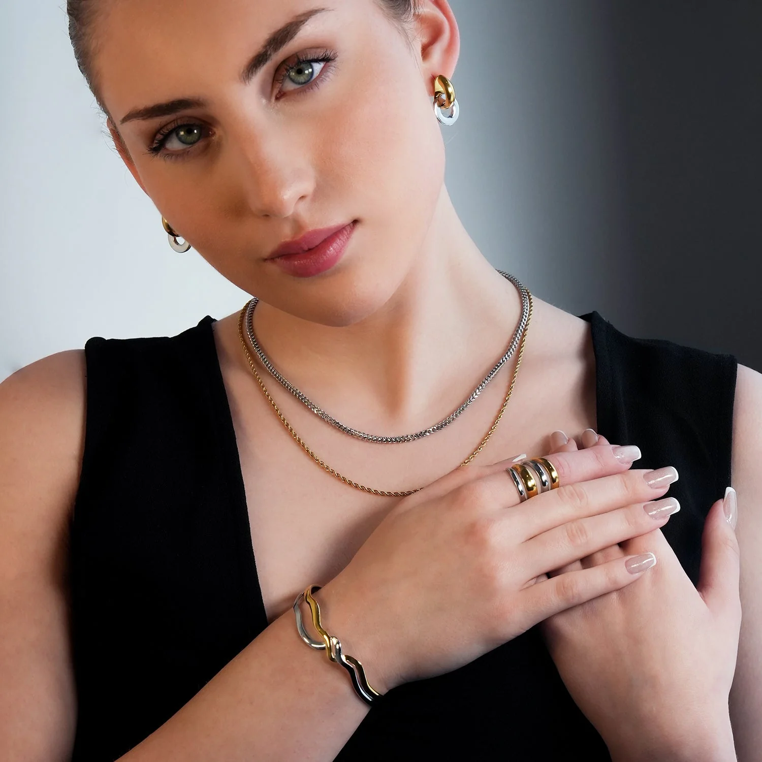 FREDRIKA: Mixed Metals Abstract Geometric-Chic Bracelet - Image 9