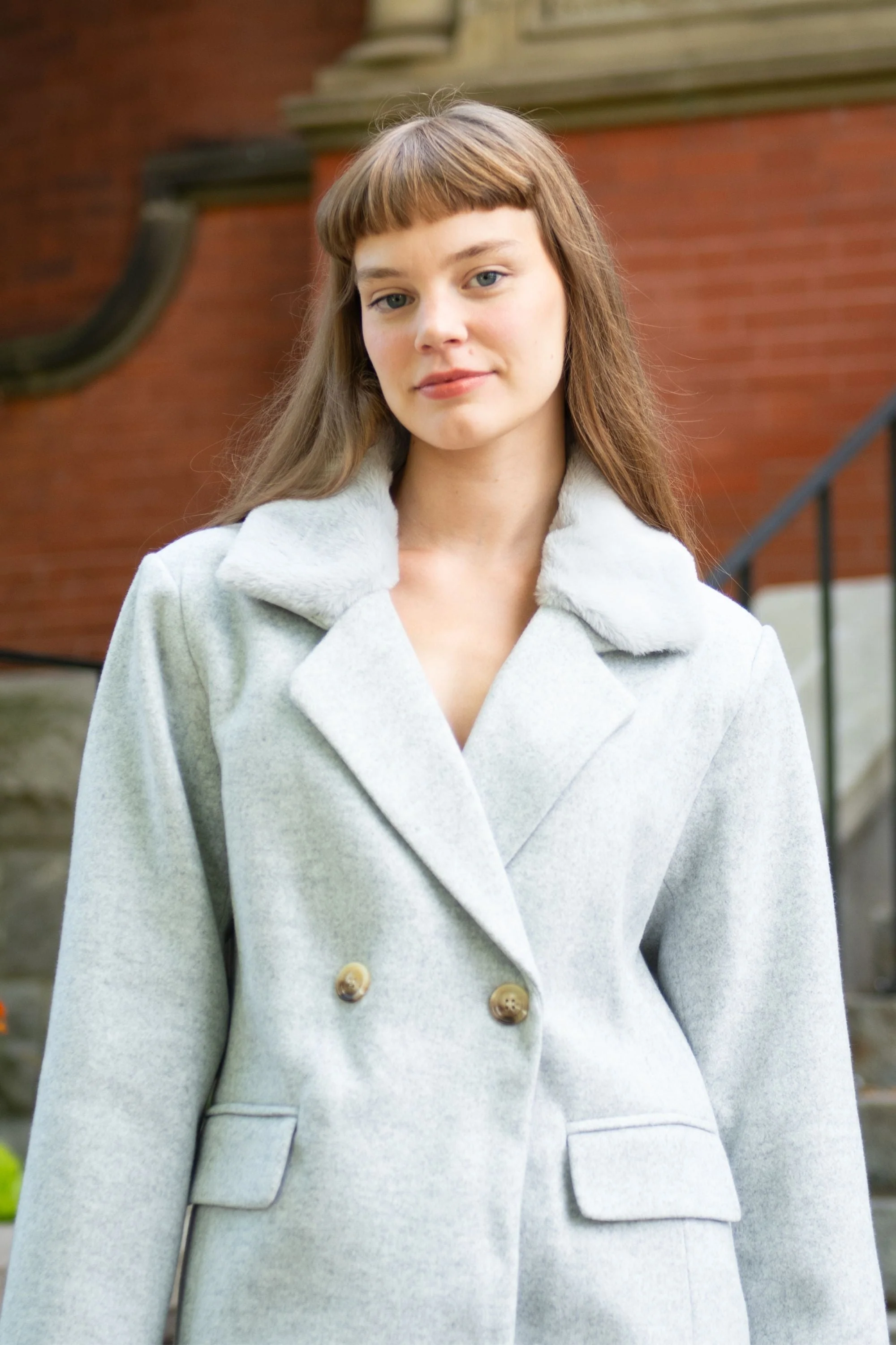 Freja Double Breasted Coat Notched Lapel Elegant Warm Chic - Image 11