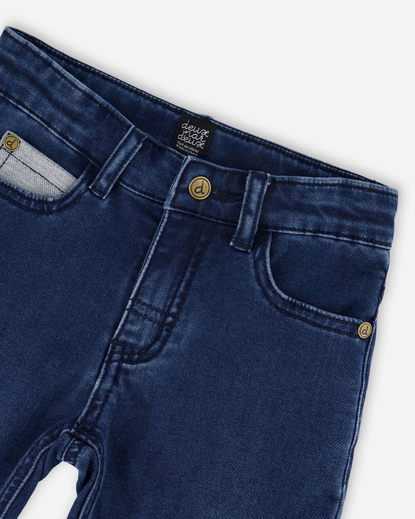 French Terry Blue Denim Pants With Contrasting Patch - Image 4