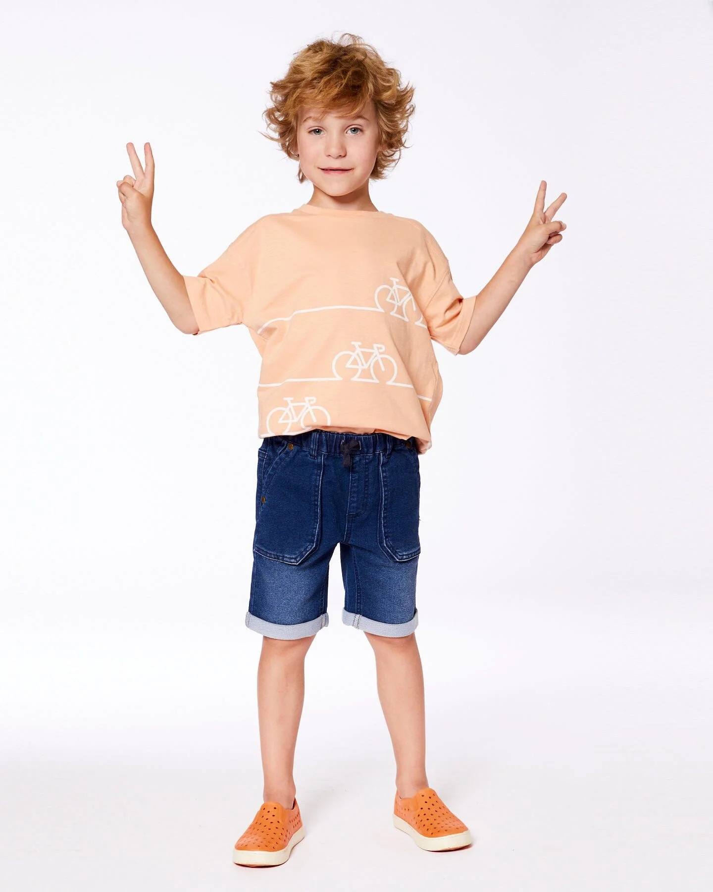 French Terry Denim Short Dark Denim Blue - Image 3