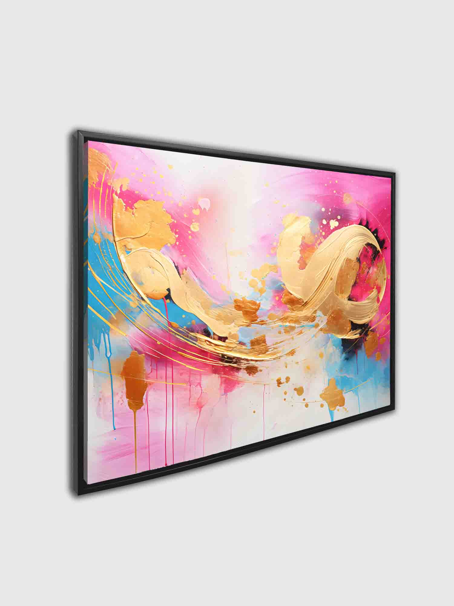 Fuchsia Gold Abstract 48X36 Fine Art Canvas Print - Image 5