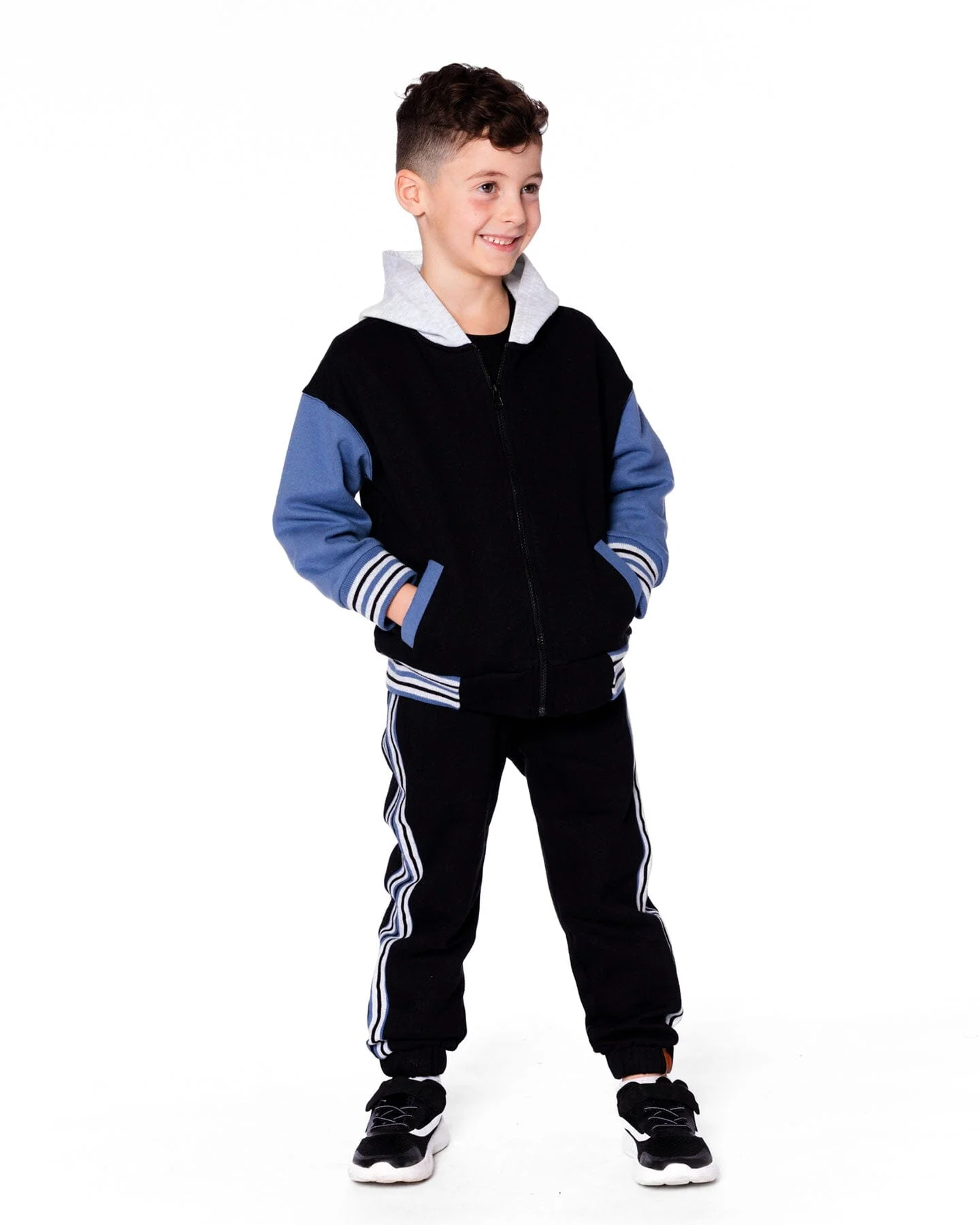 Full Zip Hooded Fleece Jacket Black - Image 3
