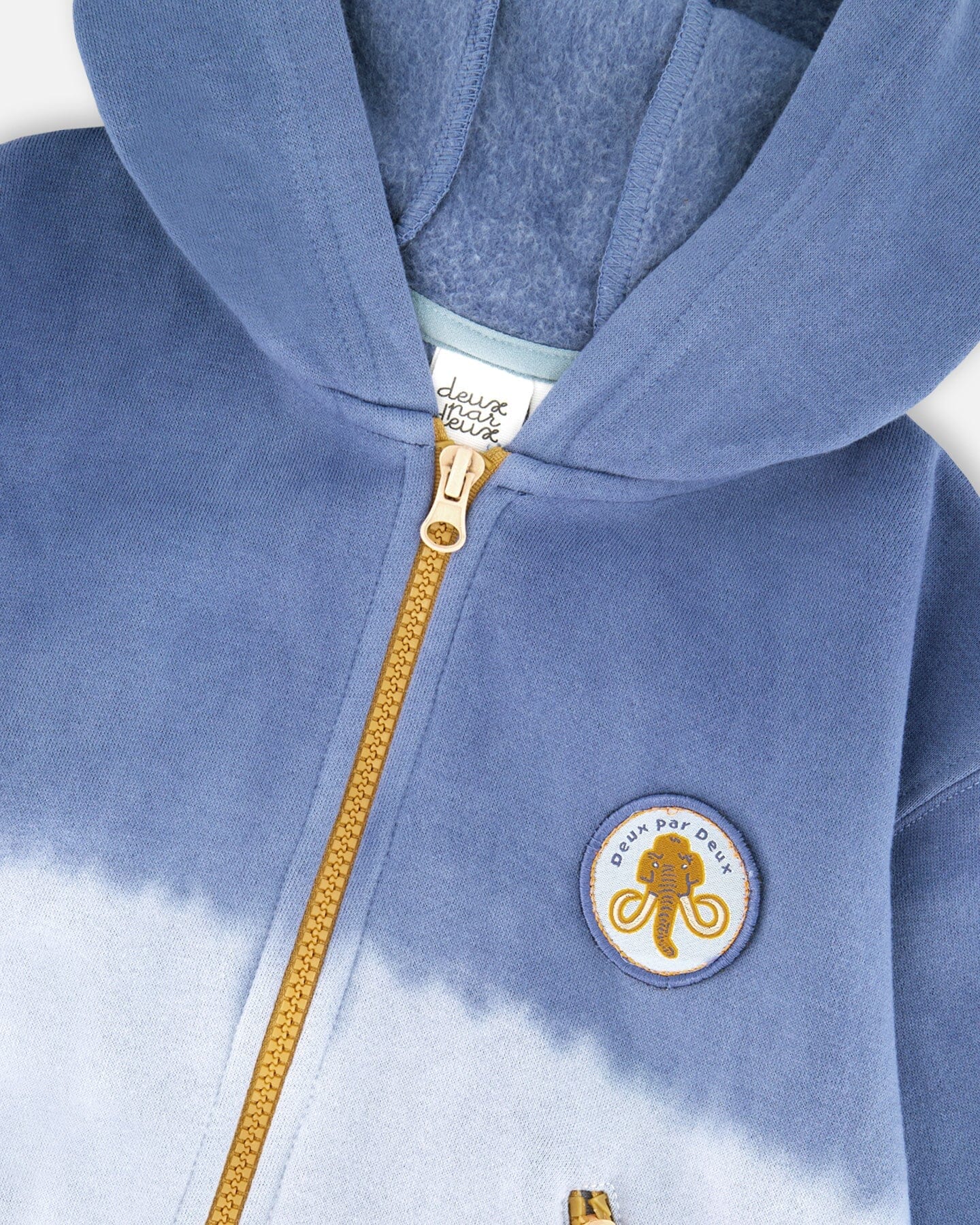 Full Zip Hooded Fleece Jacket Blue - Image 3
