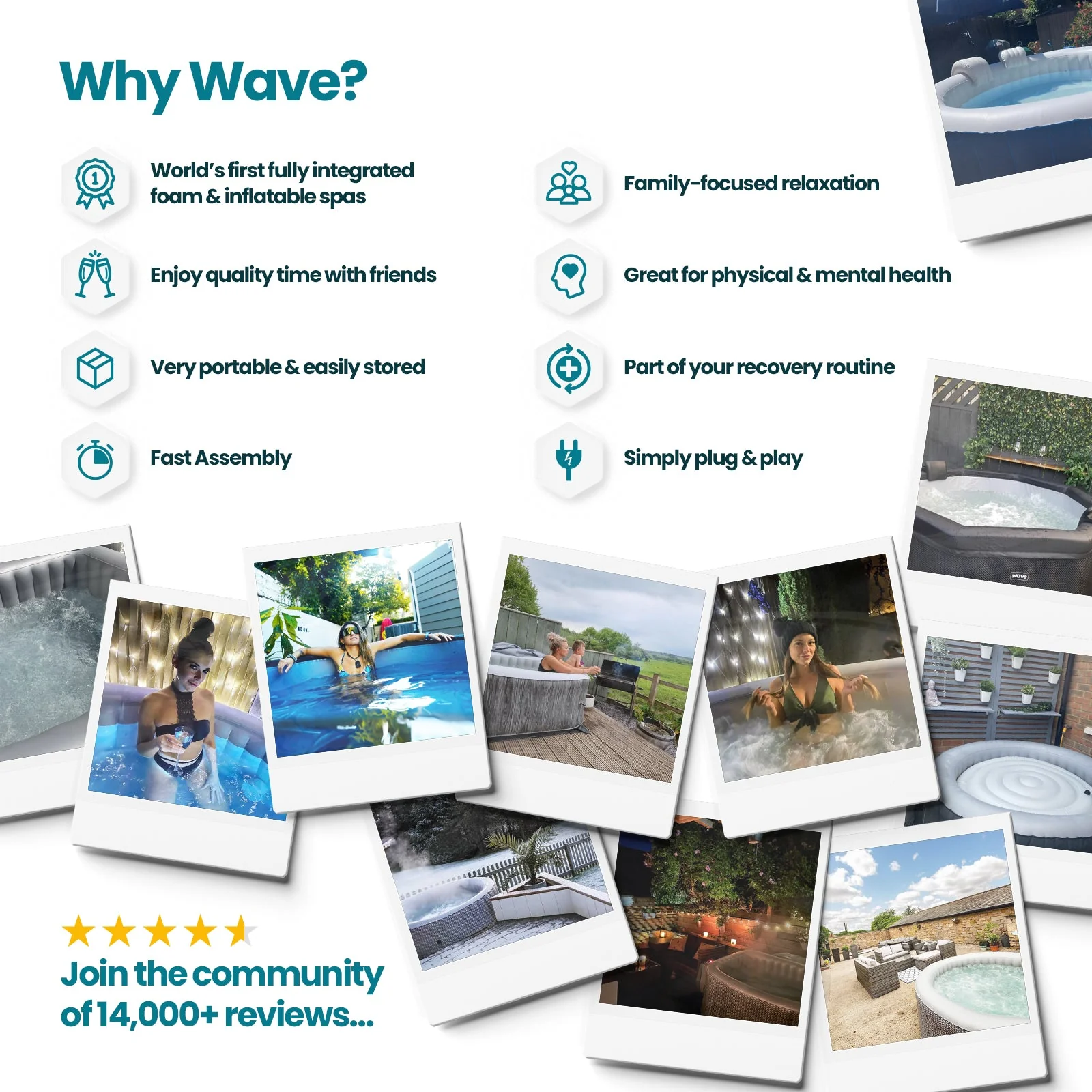 Wave | Garda | 4/6-Person Eco Foam Hot Tub | Square | Built-In Integrated Heater - Image 14