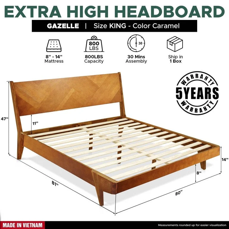 Gazelle Platform Bed Frame With Headboard - Image 2