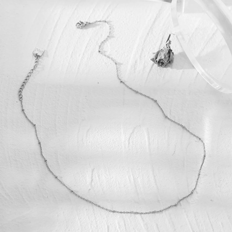 GENOA Beaded Silver Chain Necklace - Image 10
