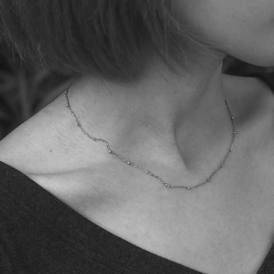 GENOA Beaded Silver Chain Necklace - Image 9