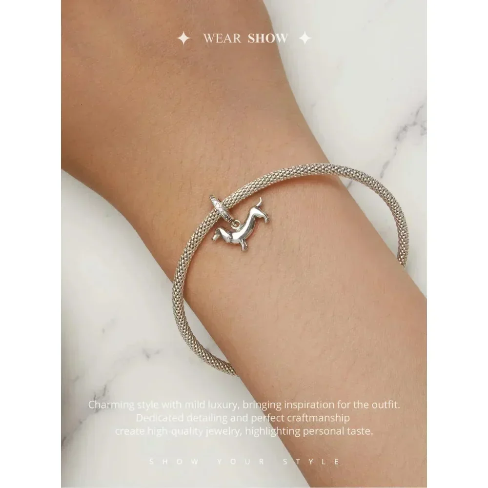 Genuine 925 Sterling Silver Pet Dog Charm For Bracelet - Poodle Dachshund Pendant - Image 2
