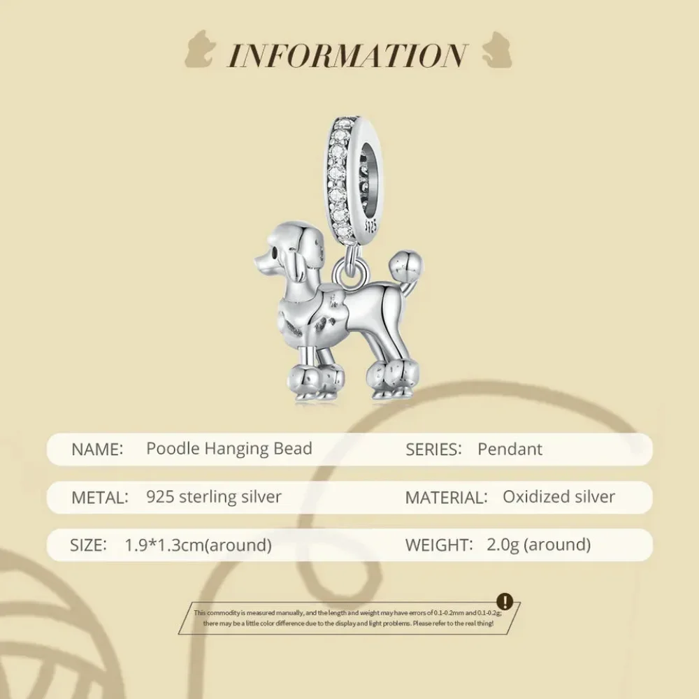 Genuine 925 Sterling Silver Pet Dog Charm For Bracelet - Poodle Dachshund Pendant - Image 20