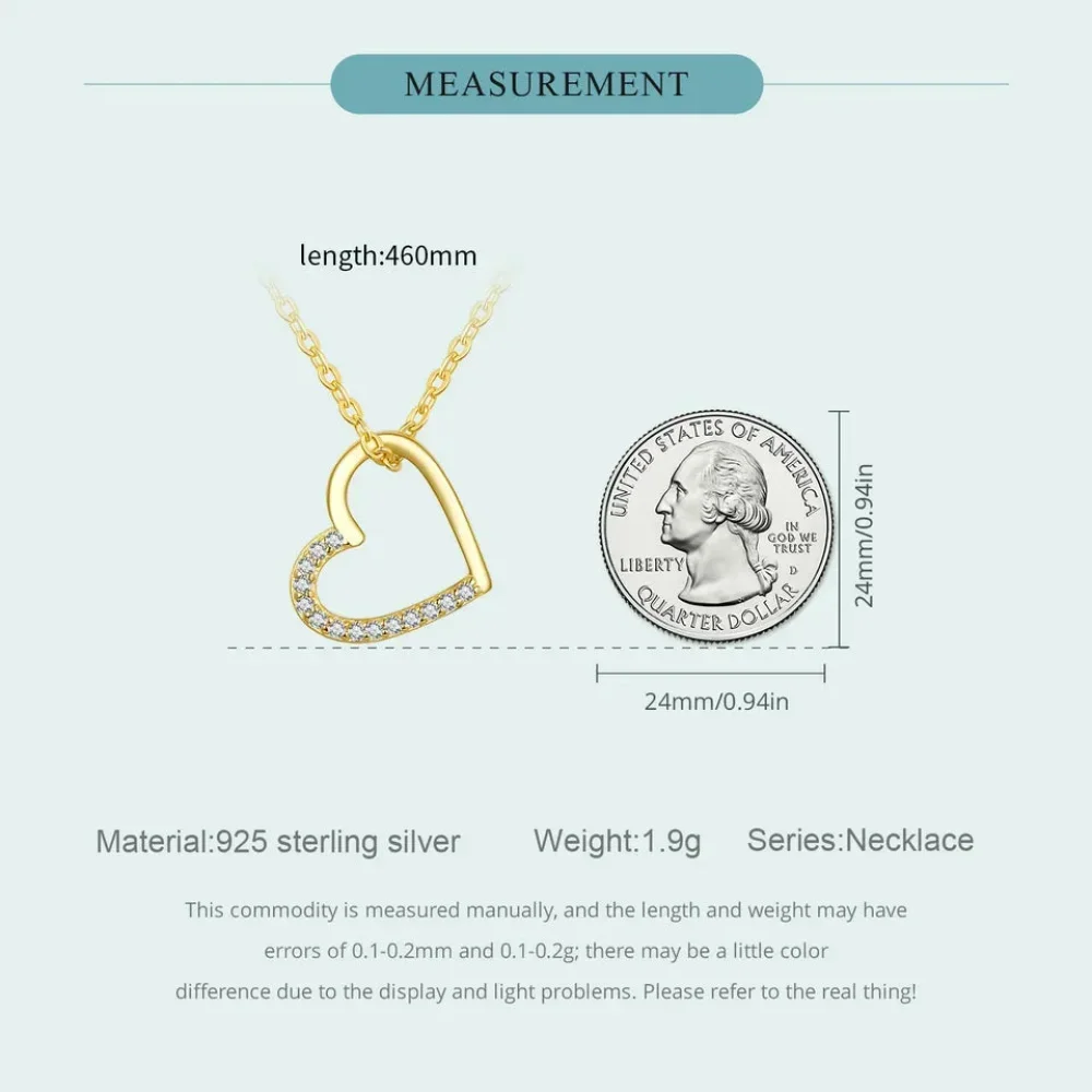Genuine 925 Sterling Silver The Shape Of Love Chain Necklace For Women - Fine Jewelry 18.11'' Collar - Image 16