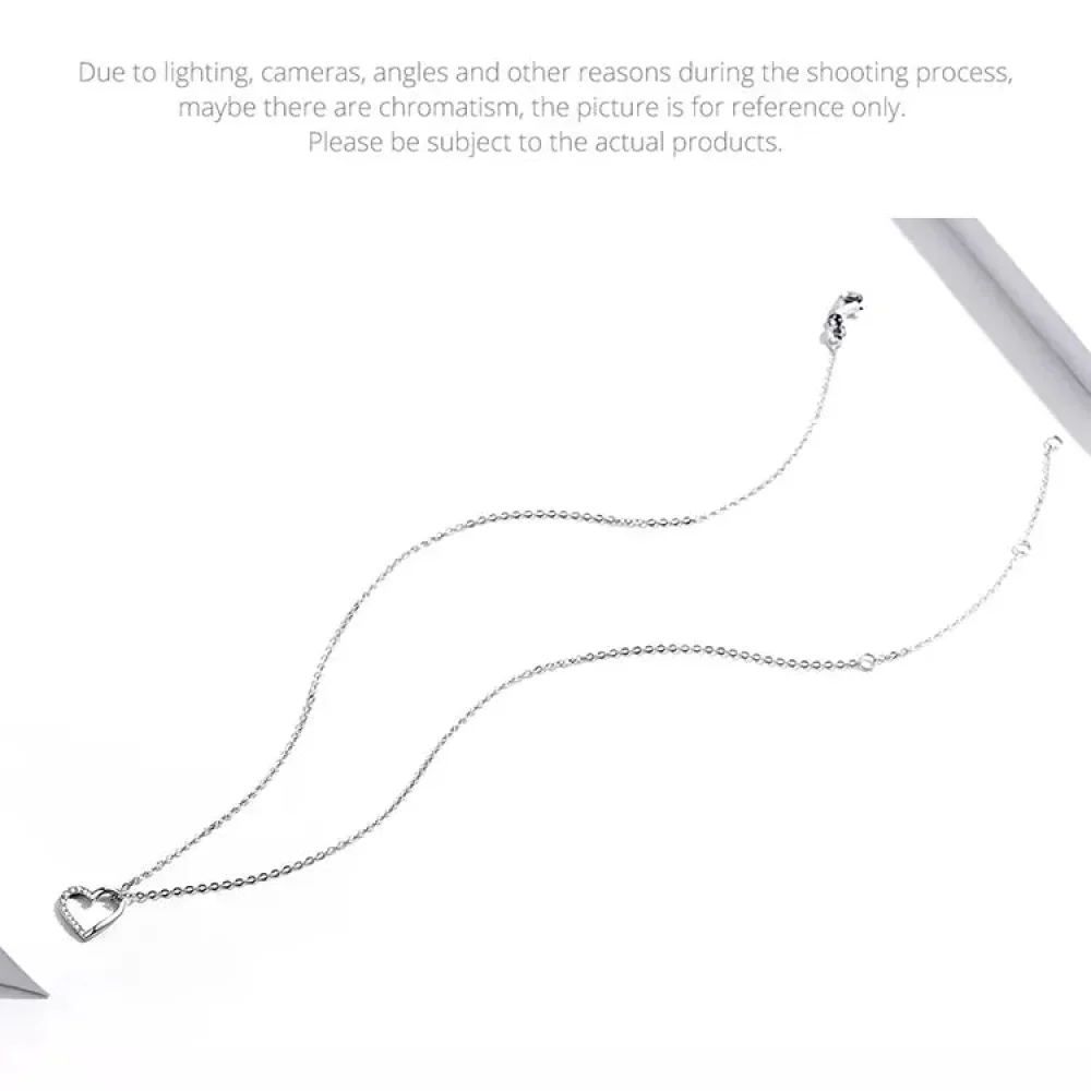 Genuine 925 Sterling Silver The Shape Of Love Chain Necklace For Women - Fine Jewelry 18.11'' Collar - Image 31