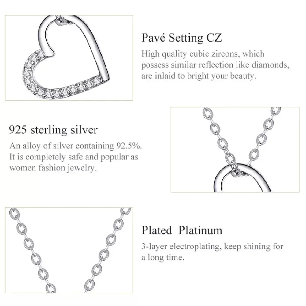 Genuine 925 Sterling Silver The Shape Of Love Chain Necklace For Women - Fine Jewelry 18.11'' Collar - Image 32