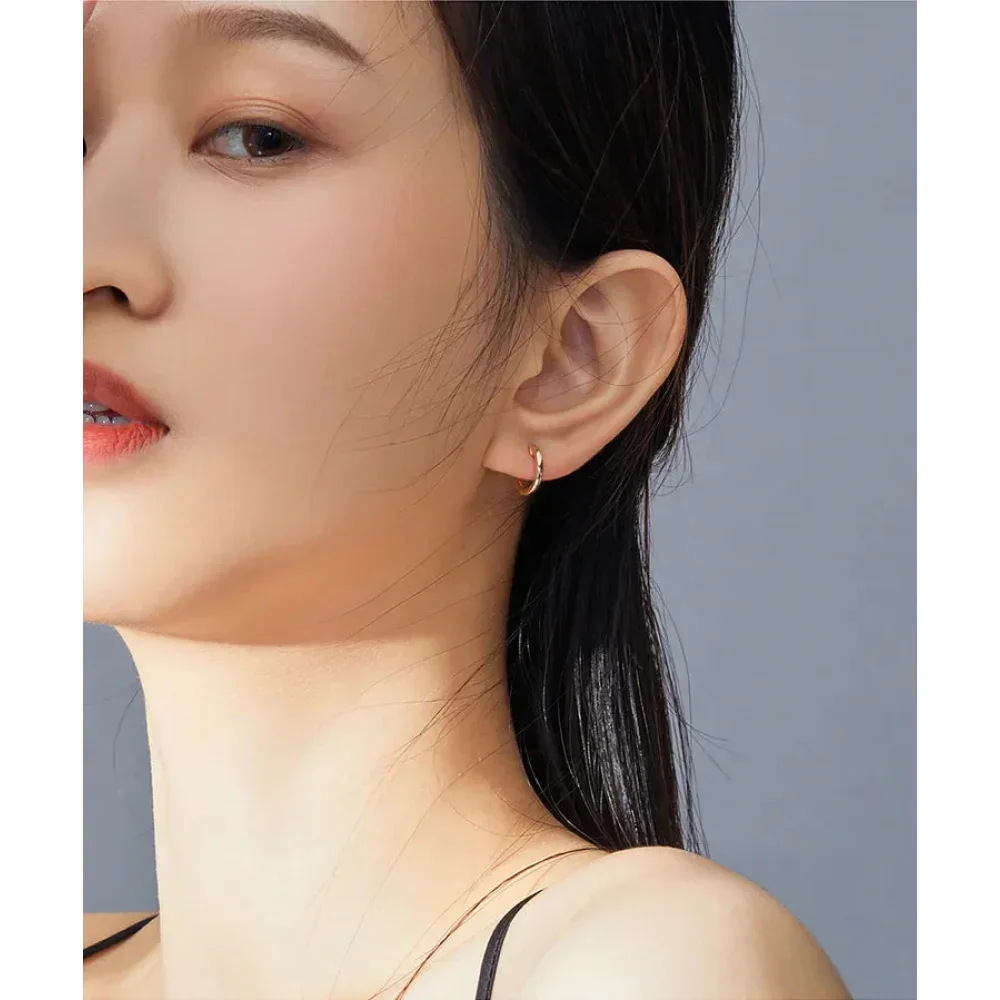 Genuine Sterling Silver Hoop Earrings - Elegant Rose Gold Color - Women's Fashion jewelry SCE808 - Image 3
