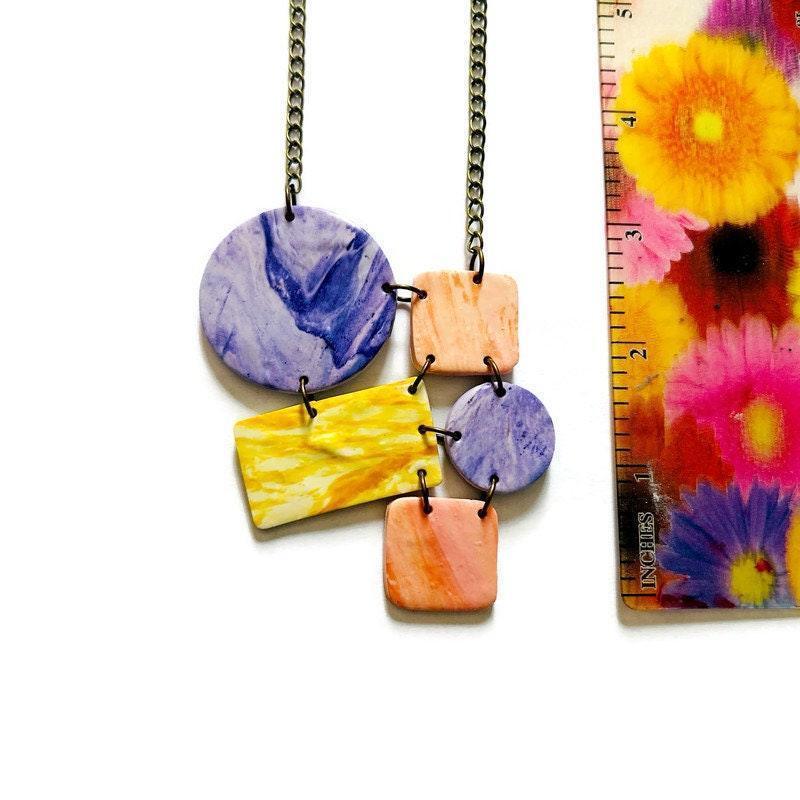 Geometric Statement Necklace with Pastel Aesthetic - Image 4