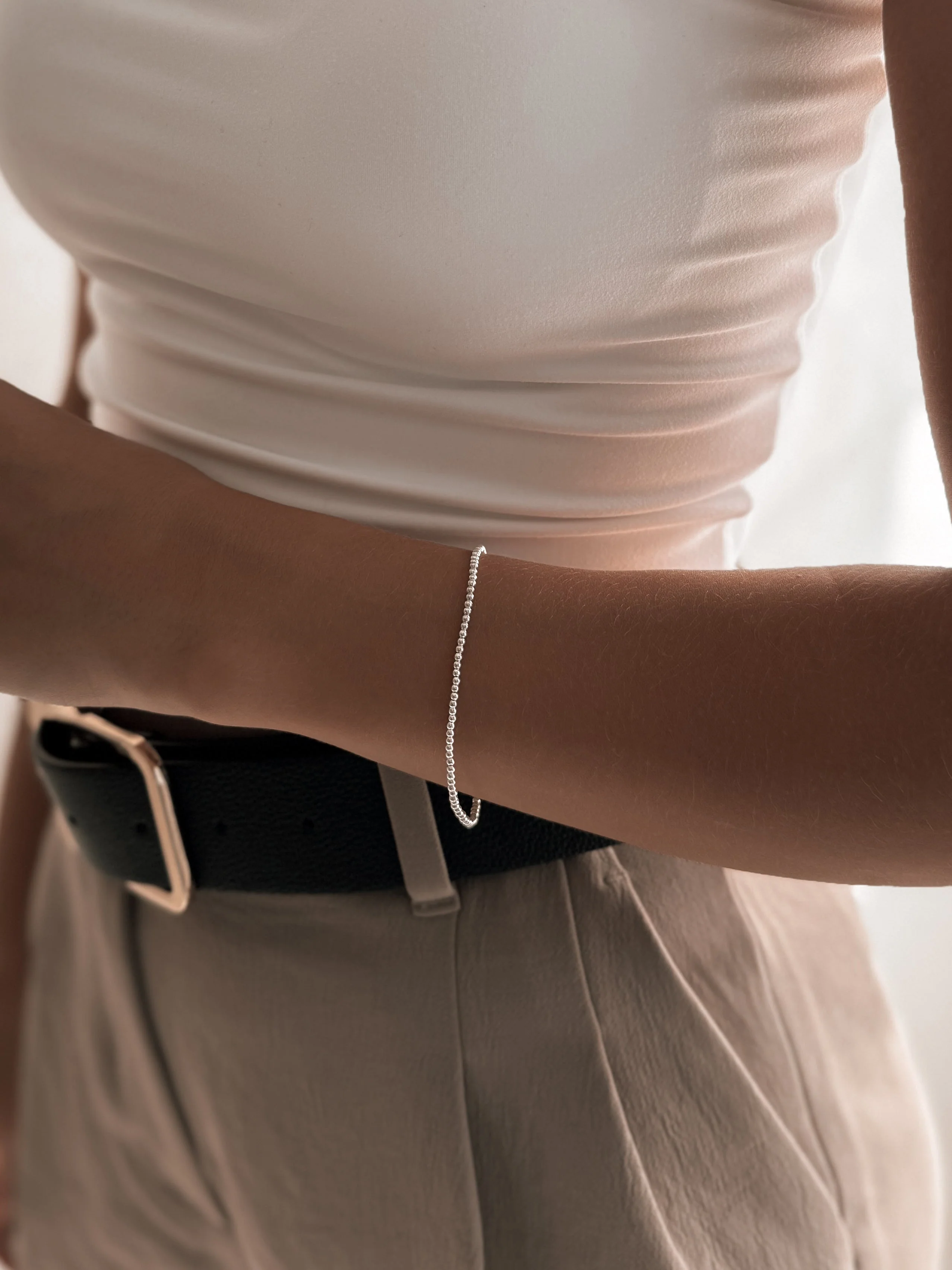 Gold Filled Dainty Stretch Bracelet - Image 3