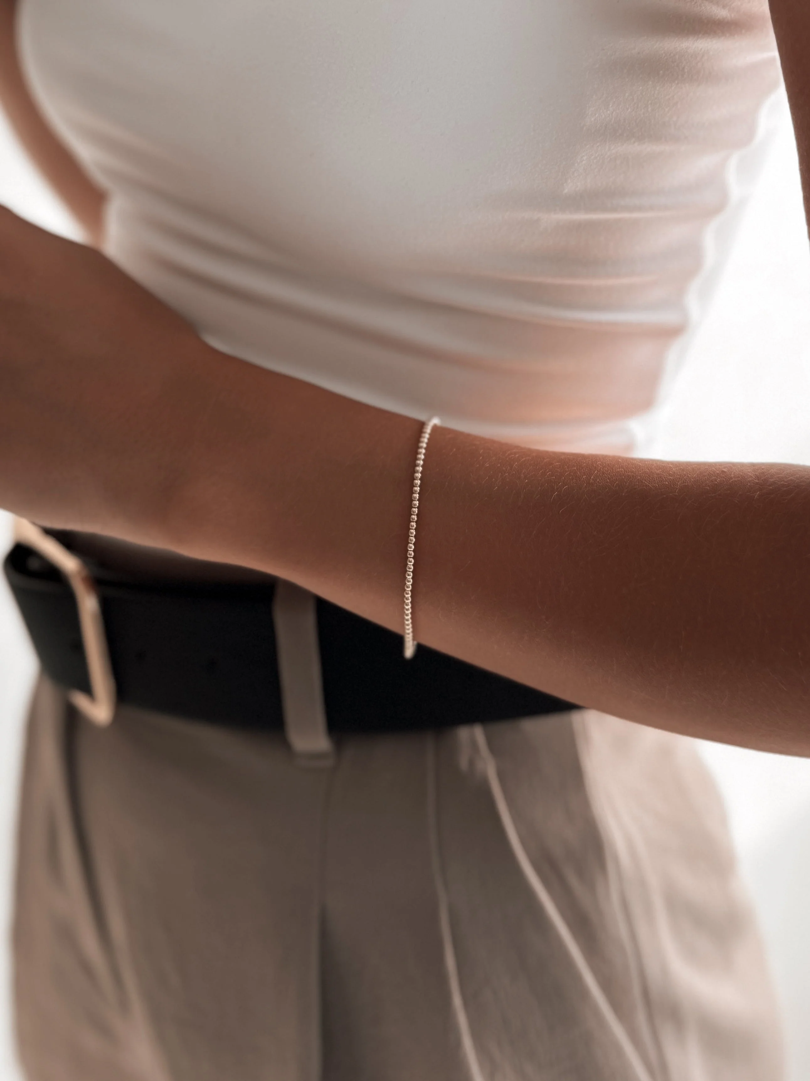 Gold Filled Dainty Stretch Bracelet - Image 5