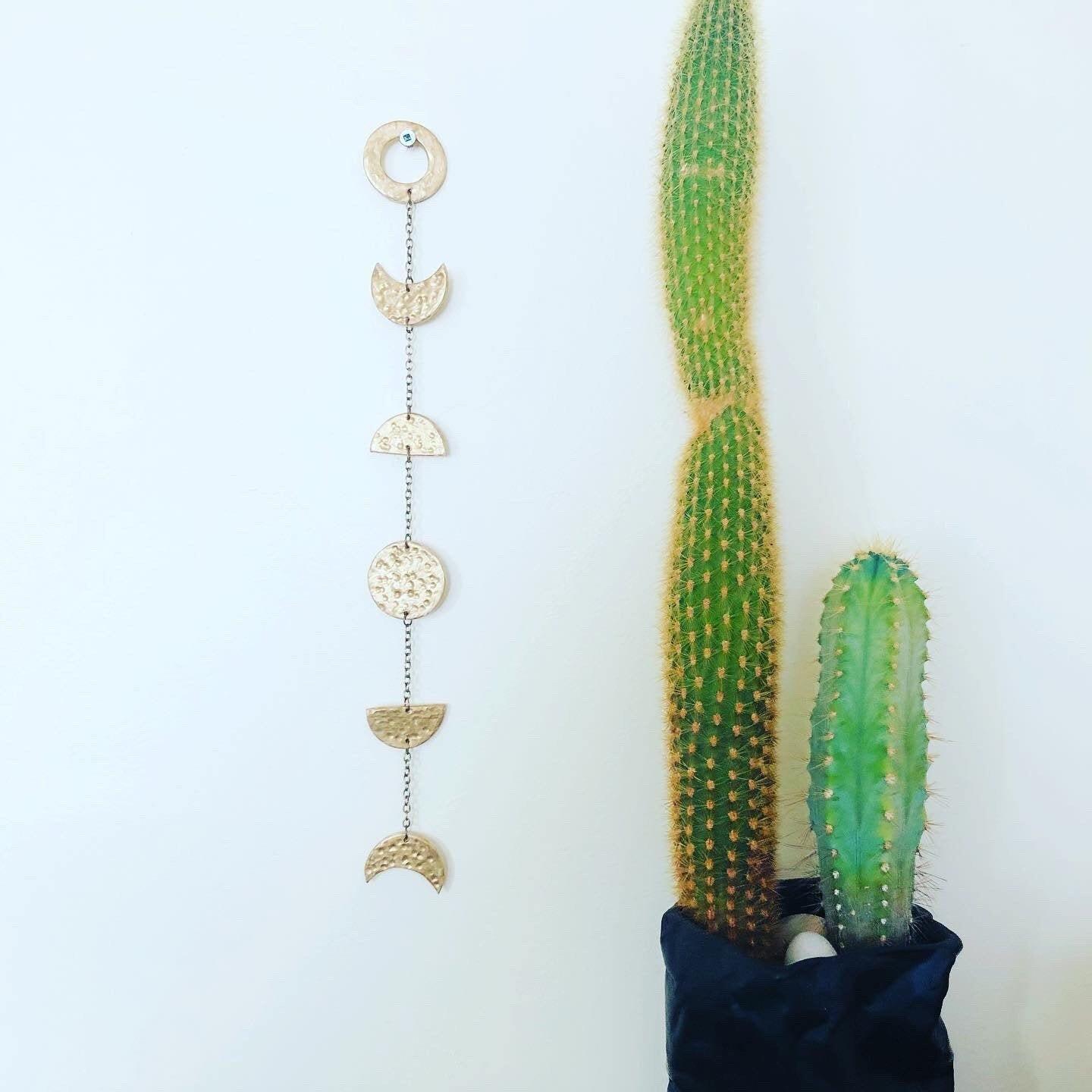 Gold Moon Phase Wall Hanging, Hammered Textured Clay Lunar Décor - Image 2
