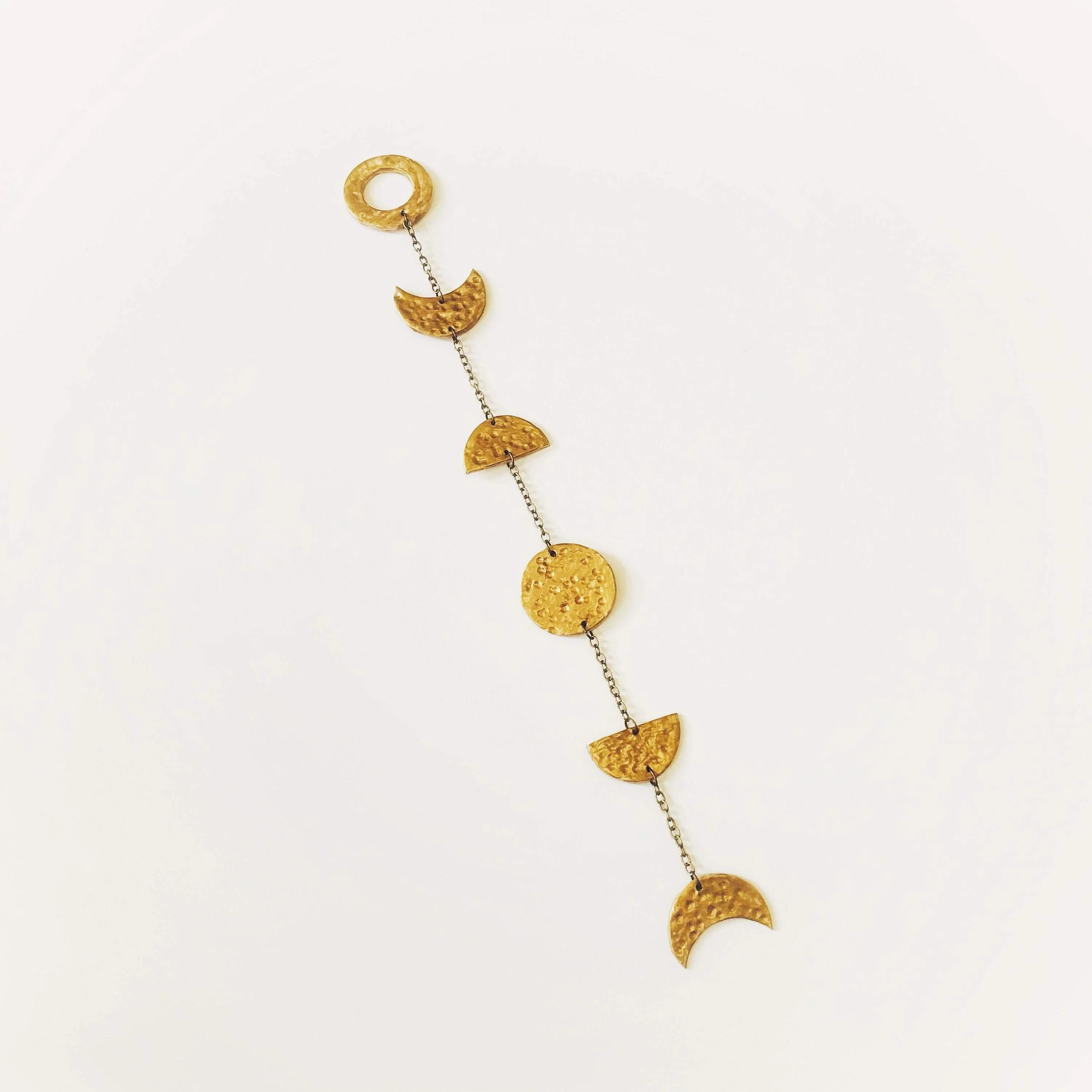 Gold Moon Phase Wall Hanging, Hammered Textured Clay Lunar Décor - Image 3