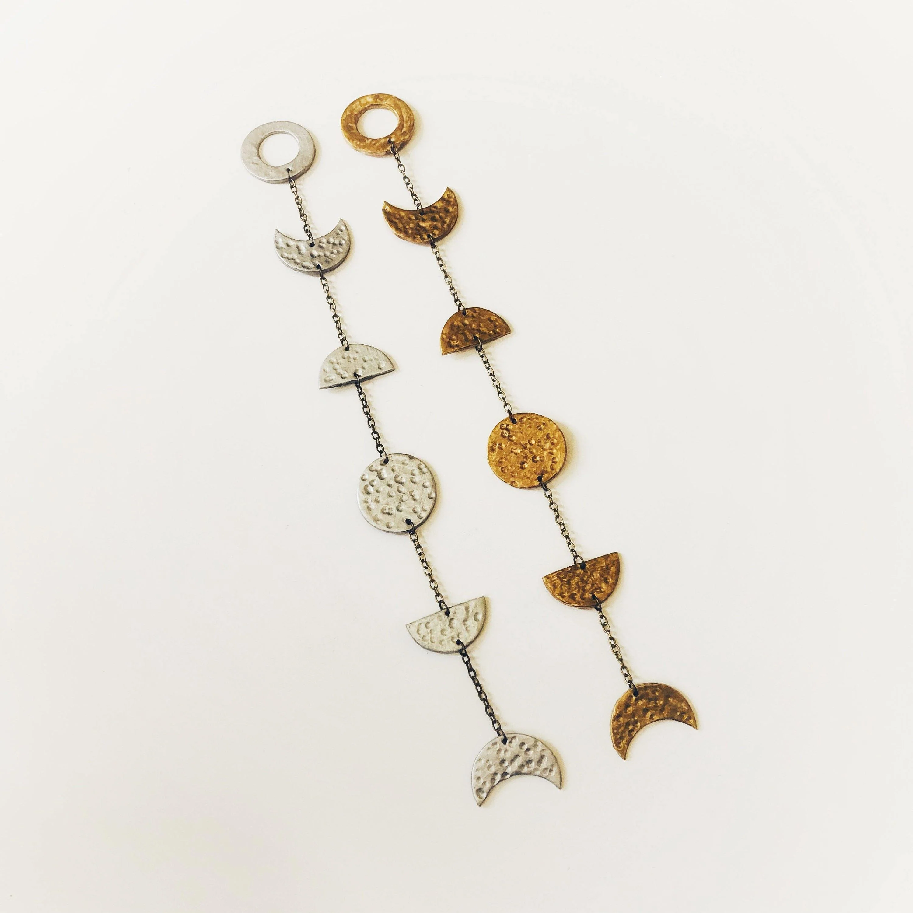 Gold Moon Phase Wall Hanging, Hammered Textured Clay Lunar Décor - Image 4