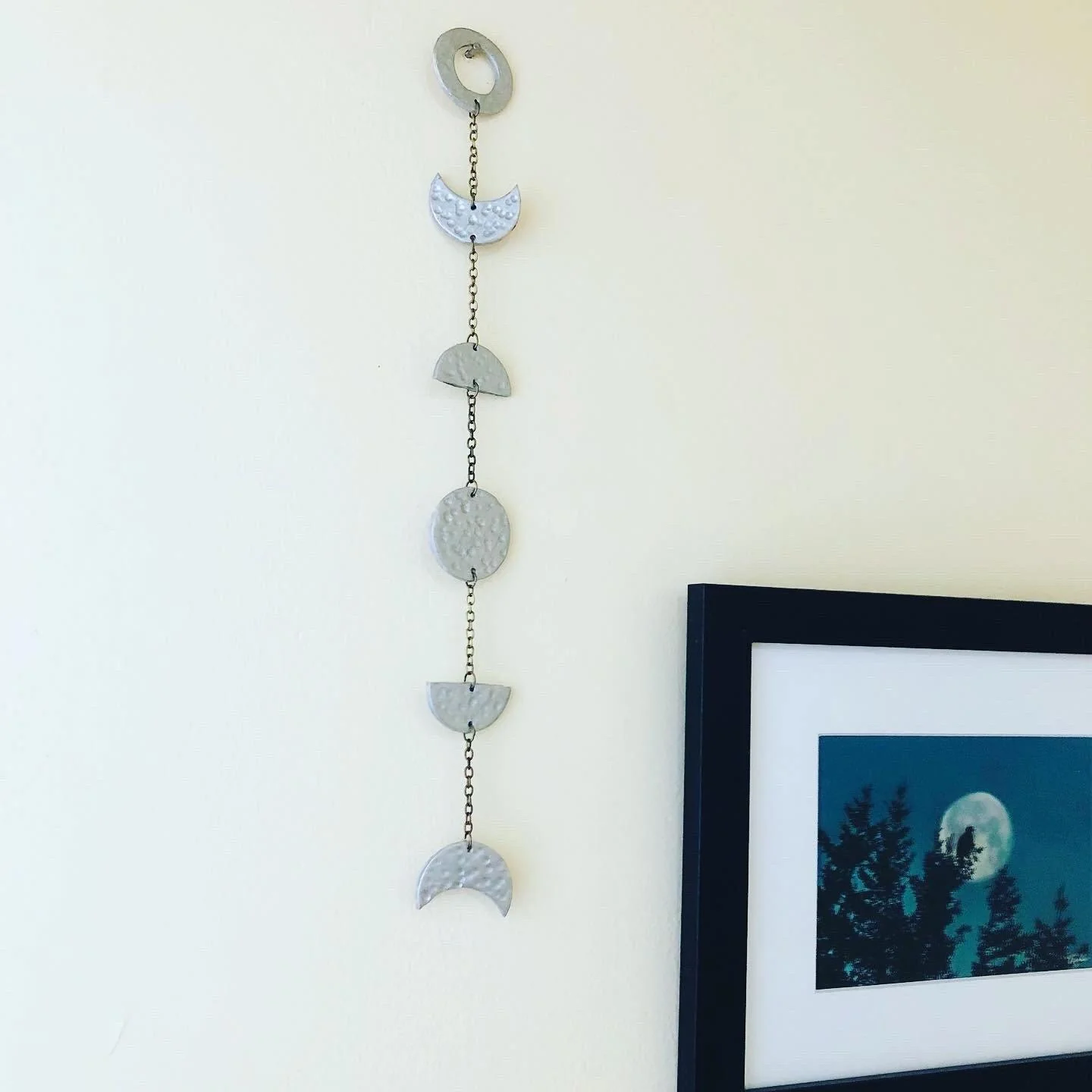 Gold Moon Phase Wall Hanging, Hammered Textured Clay Lunar Décor - Image 7