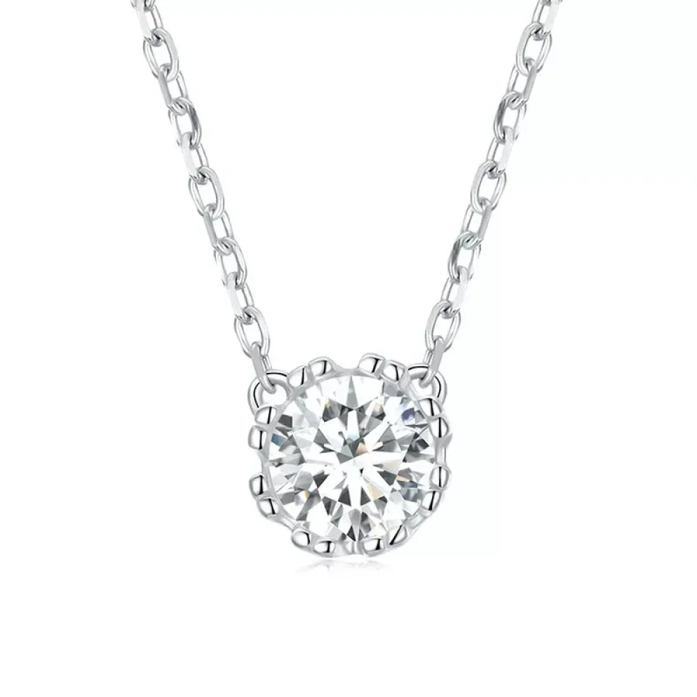 Gorgeous Shiny Choker - 925 Sterling Silver Geometric Cut Zircon Pendant Necklace