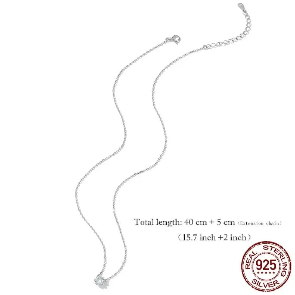 Gorgeous Shiny Choker - 925 Sterling Silver Geometric Cut Zircon Pendant Necklace - Image 10