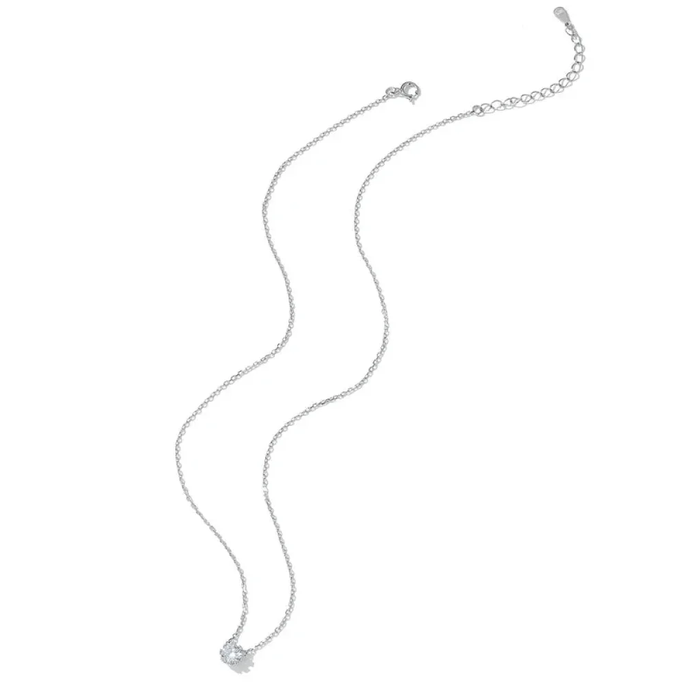 Gorgeous Shiny Choker - 925 Sterling Silver Geometric Cut Zircon Pendant Necklace - Image 15