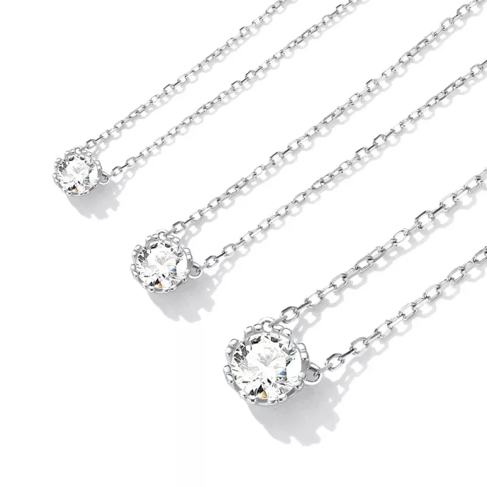 Gorgeous Shiny Choker - 925 Sterling Silver Geometric Cut Zircon Pendant Necklace - Image 16