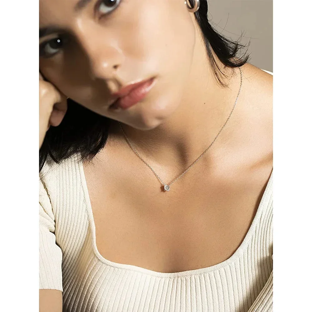 Gorgeous Shiny Choker - 925 Sterling Silver Geometric Cut Zircon Pendant Necklace - Image 4