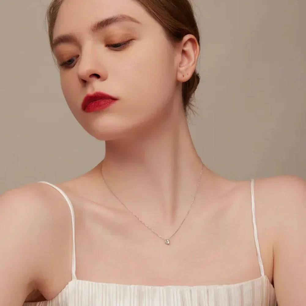 Gorgeous Shiny Choker - 925 Sterling Silver Geometric Cut Zircon Pendant Necklace - Image 5