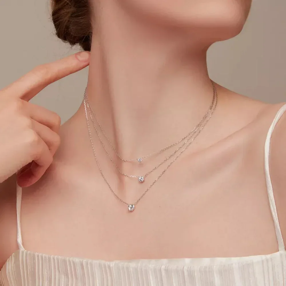 Gorgeous Shiny Choker - 925 Sterling Silver Geometric Cut Zircon Pendant Necklace - Image 6