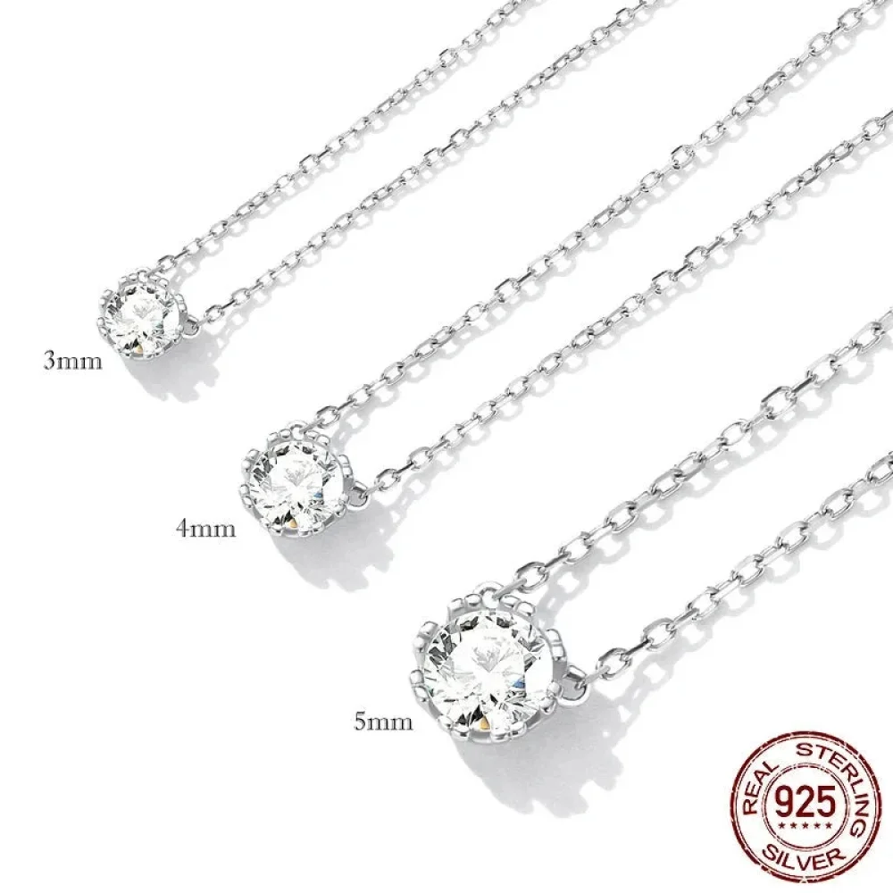 Gorgeous Shiny Choker - 925 Sterling Silver Geometric Cut Zircon Pendant Necklace - Image 9