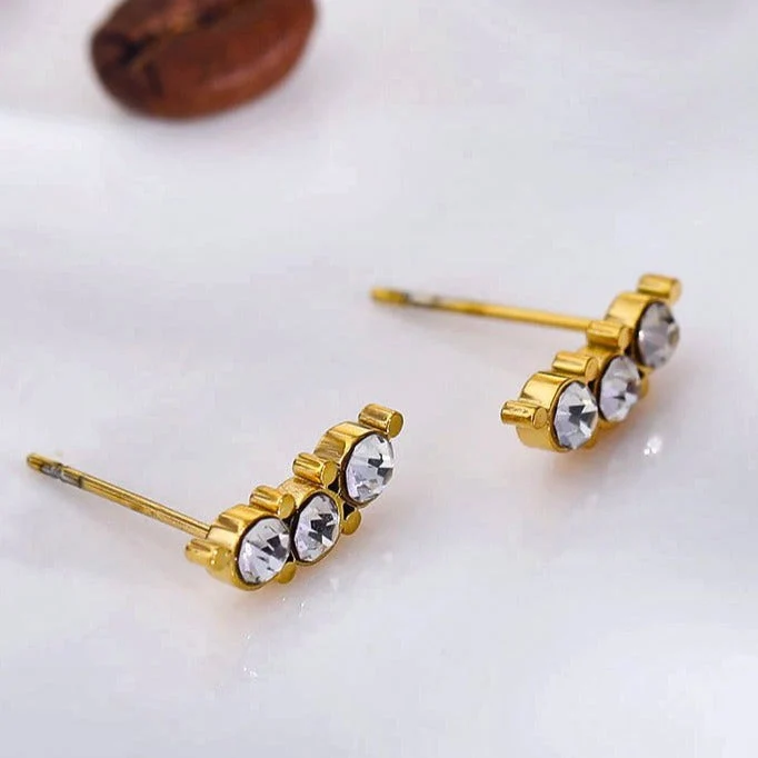 GRACE: Zirconia Trio Stud Earrings - Image 3