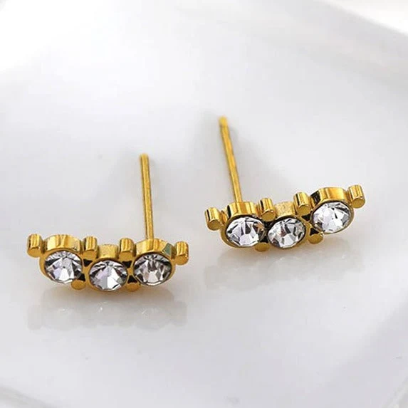 GRACE: Zirconia Trio Stud Earrings - Image 7