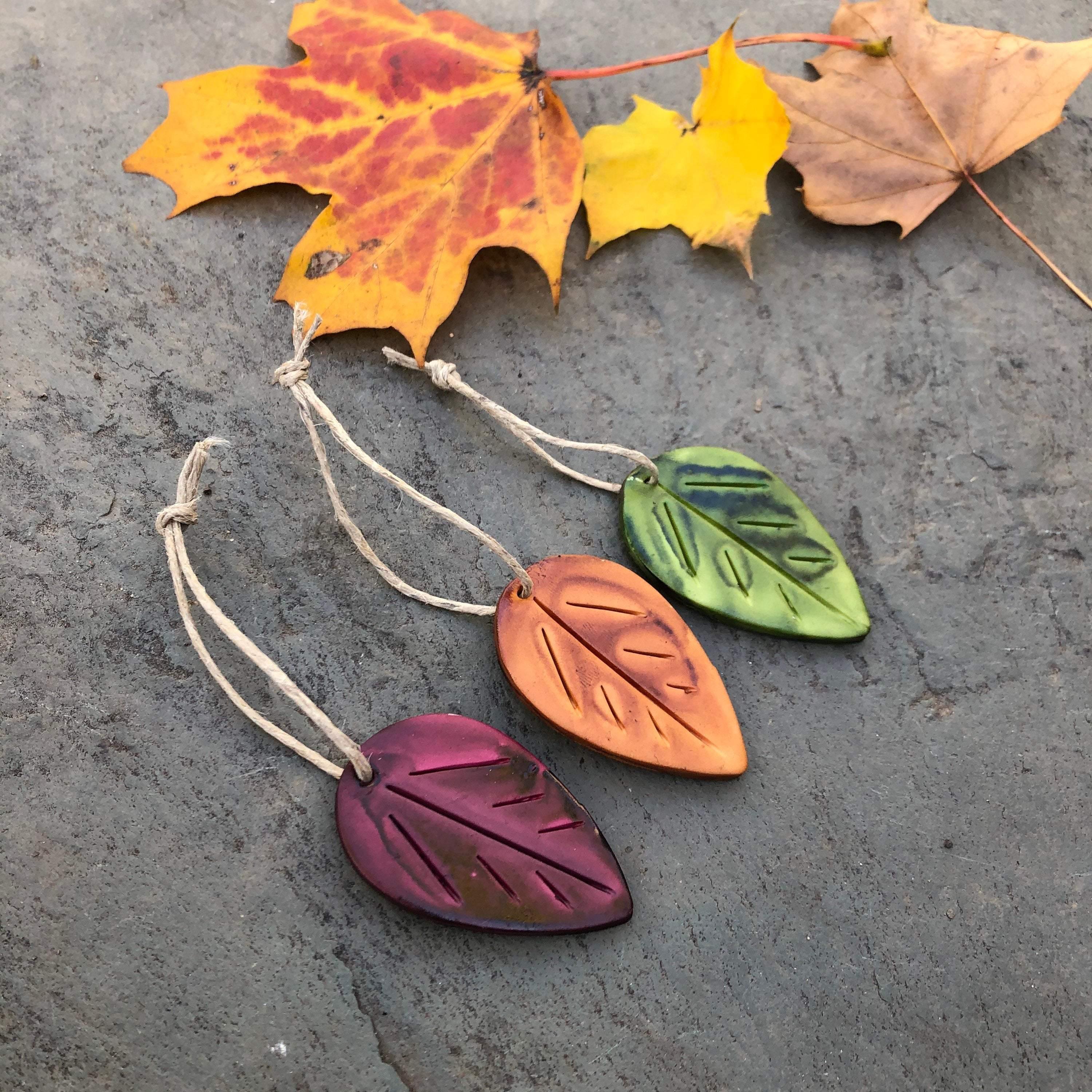 Green Clay Leaf Ornaments for Rustic Fall Décor - Image 6