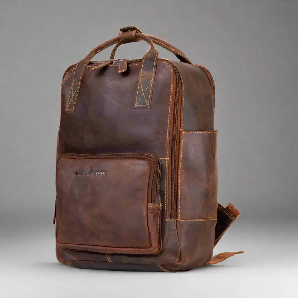 Greenwood Leather Backpack with Reinforced Laptop and Tablet Compartments - Image 10