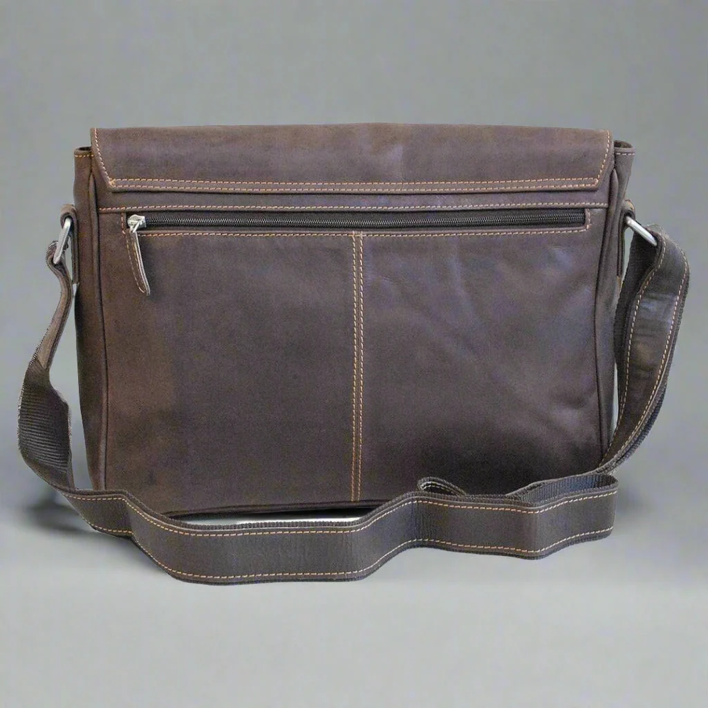 Greenwood Leather Laptop Bag. Premium Waxed Pull-Up Leather Messenger Bag - Image 10