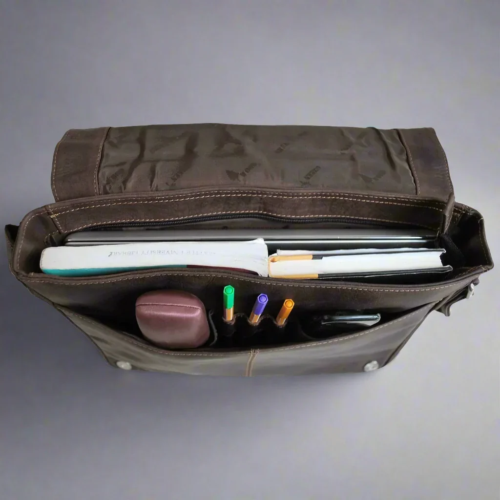Greenwood Leather Laptop Bag. Premium Waxed Pull-Up Leather Messenger Bag - Image 12