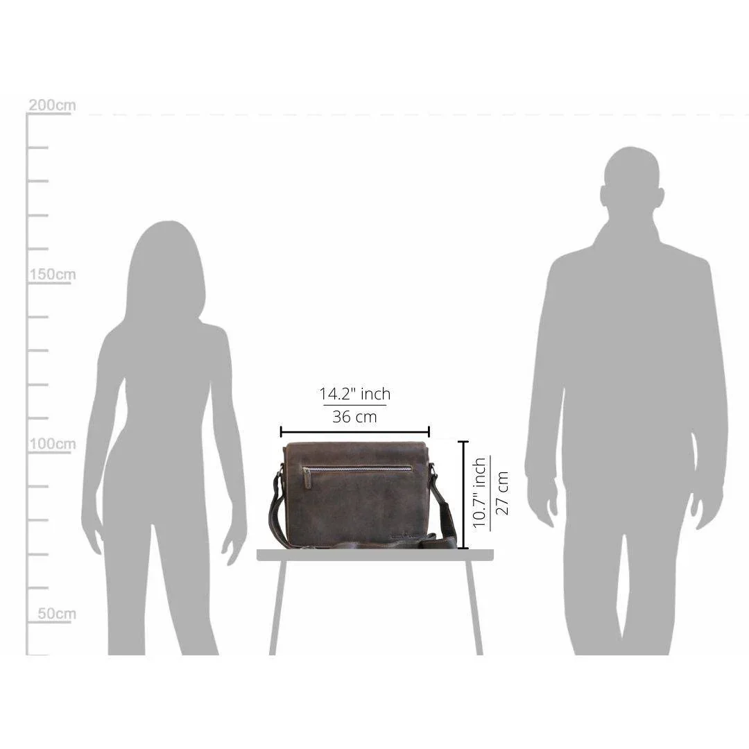 Greenwood Leather Laptop Bag. Premium Waxed Pull-Up Leather Messenger Bag - Image 14